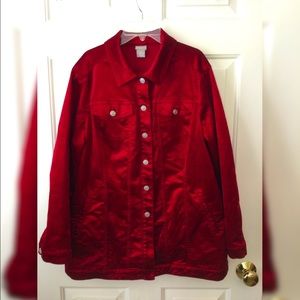 Chicos Velveteen Jacket Red size 2